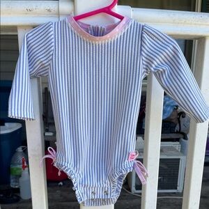 Ruffle butt girls toddler swimsuit seersucker